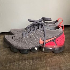 Grey and neon pink Nike Vapormax